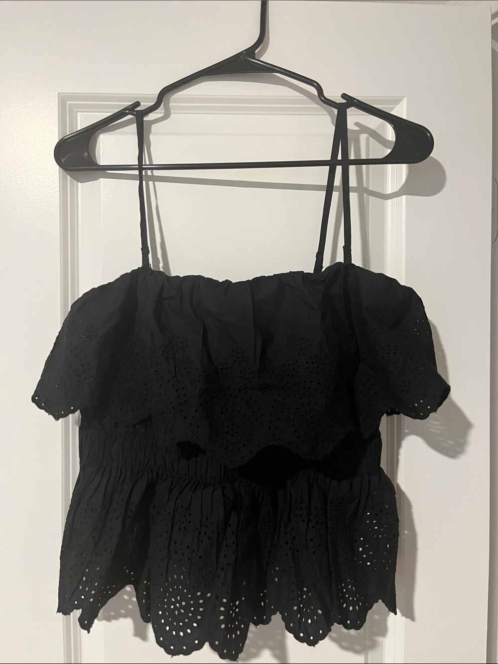 GAP Black Eyelet Ruffle Camisole